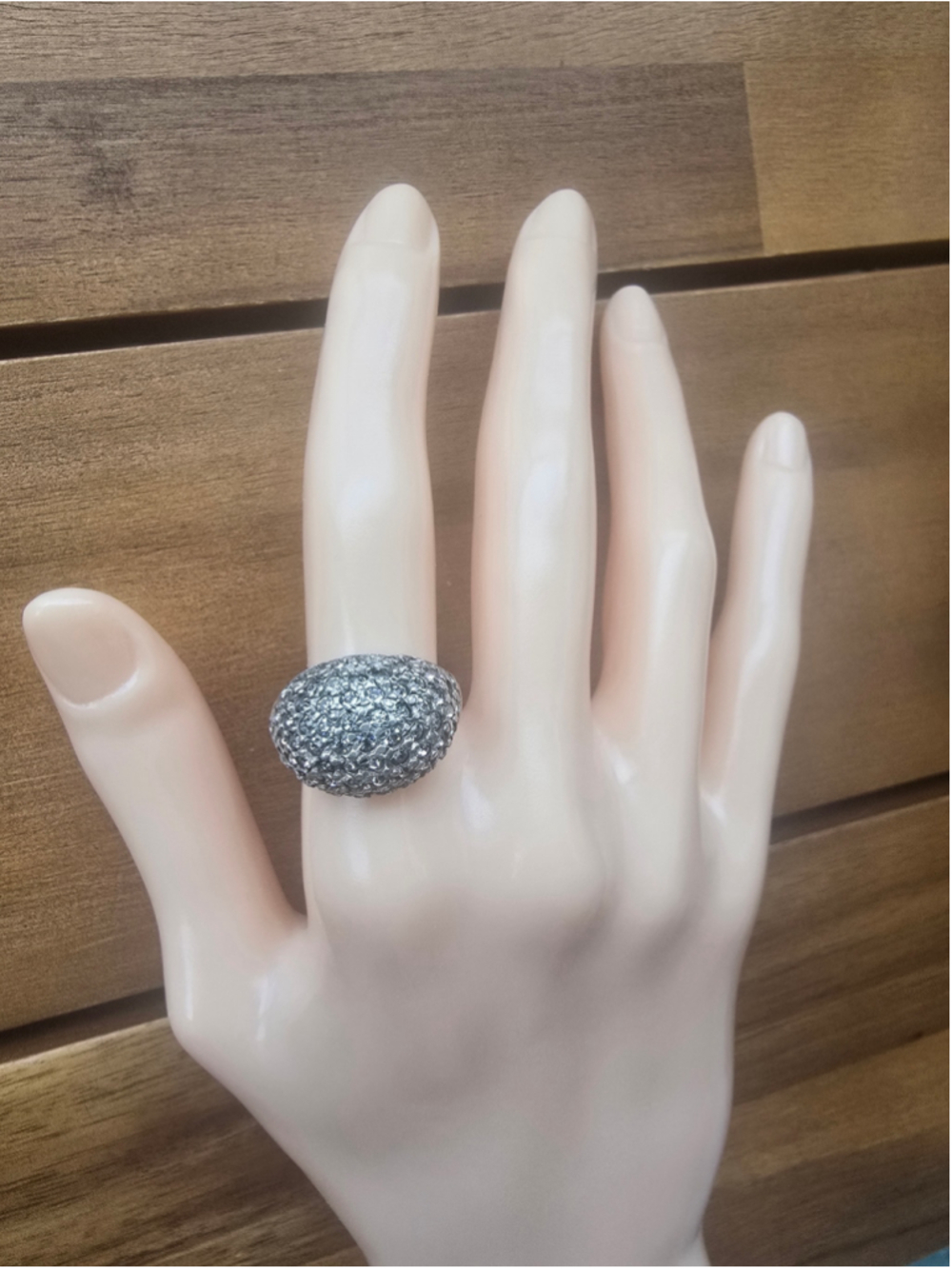 Vintage ESPO Joseph Esposito Sterling Silver Pavé CZ Dome Ring - Size 7.5